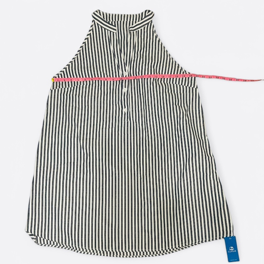Striped Blue and White Cover Up Mini Dress - Picture 3 of 6